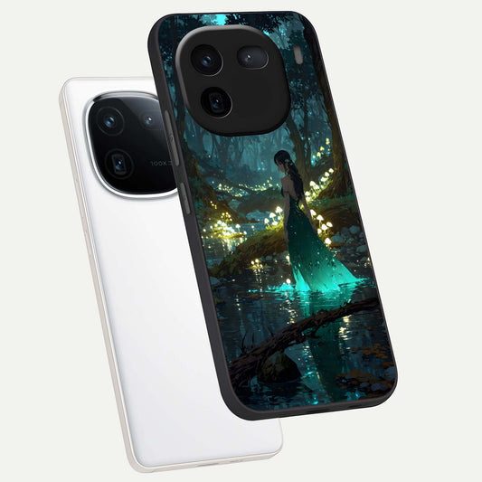  Enchanted Forest Glow phone case For iQOO 12 5G showing premium glass back cover with detailed artwork