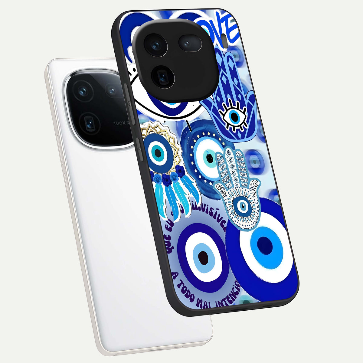  Evil Eyes Dream phone case For iQOO 12 5G showing premium glass back cover with detailed artwork
