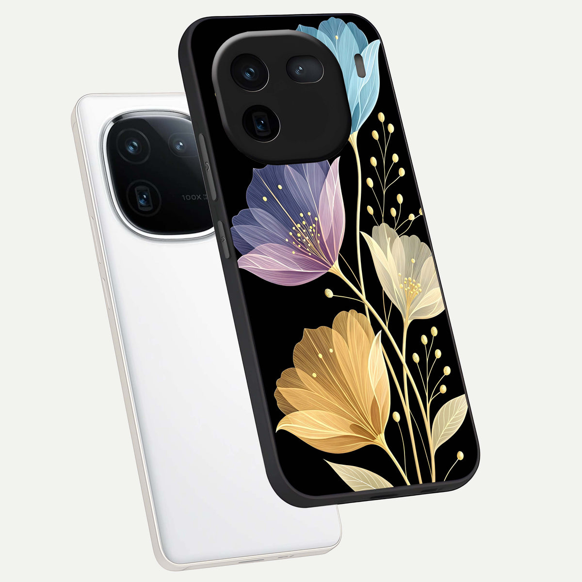  Flower Bloom Glow phone case For iQOO 12 5G showing premium glass back cover with detailed artwork