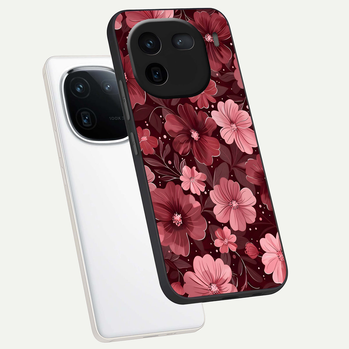  Flower Blush Bloom phone case For iQOO 12 5G showing premium glass back cover with detailed artwork