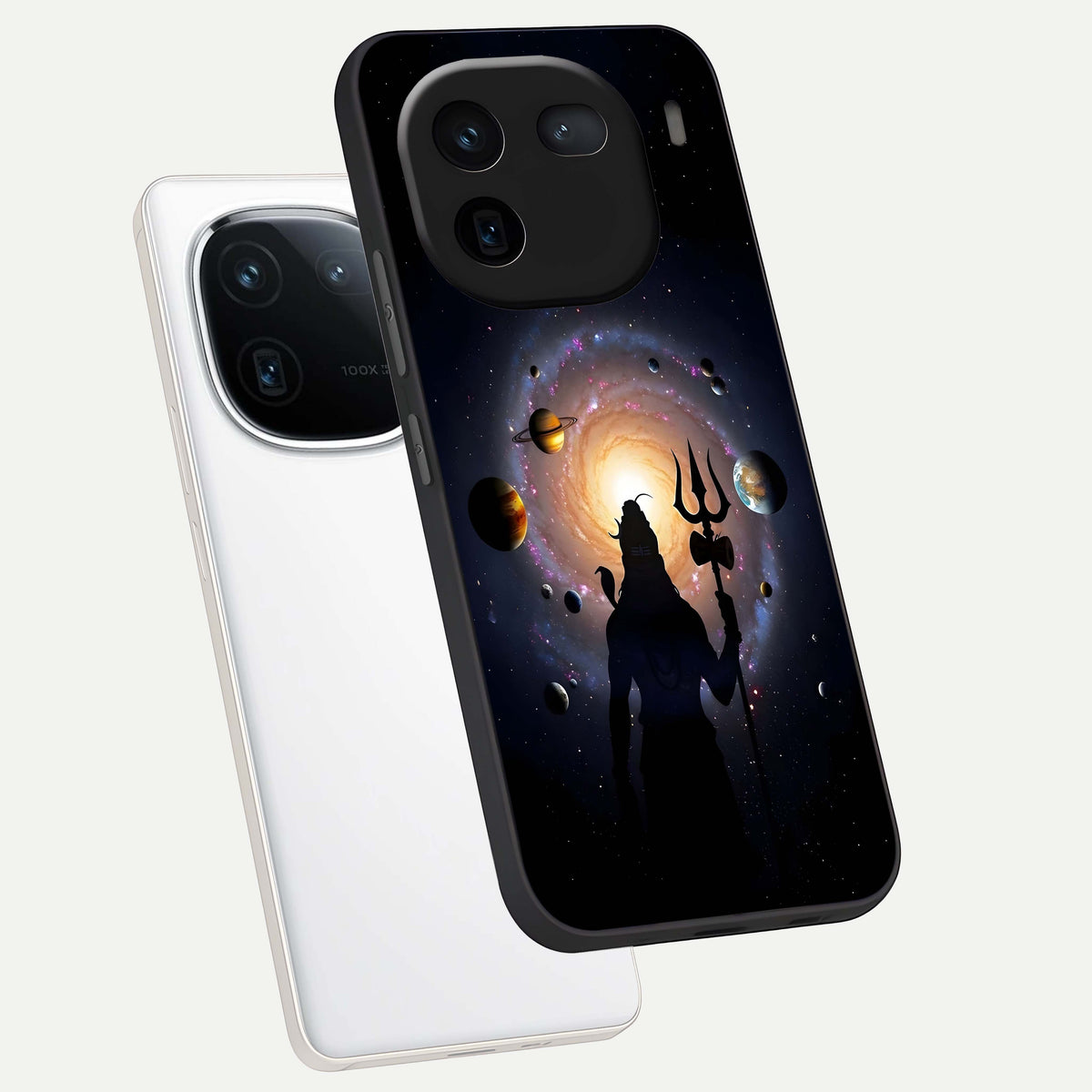  Galactic Shiva Vision phone case For iQOO 12 5G showing premium glass back cover with detailed artwork