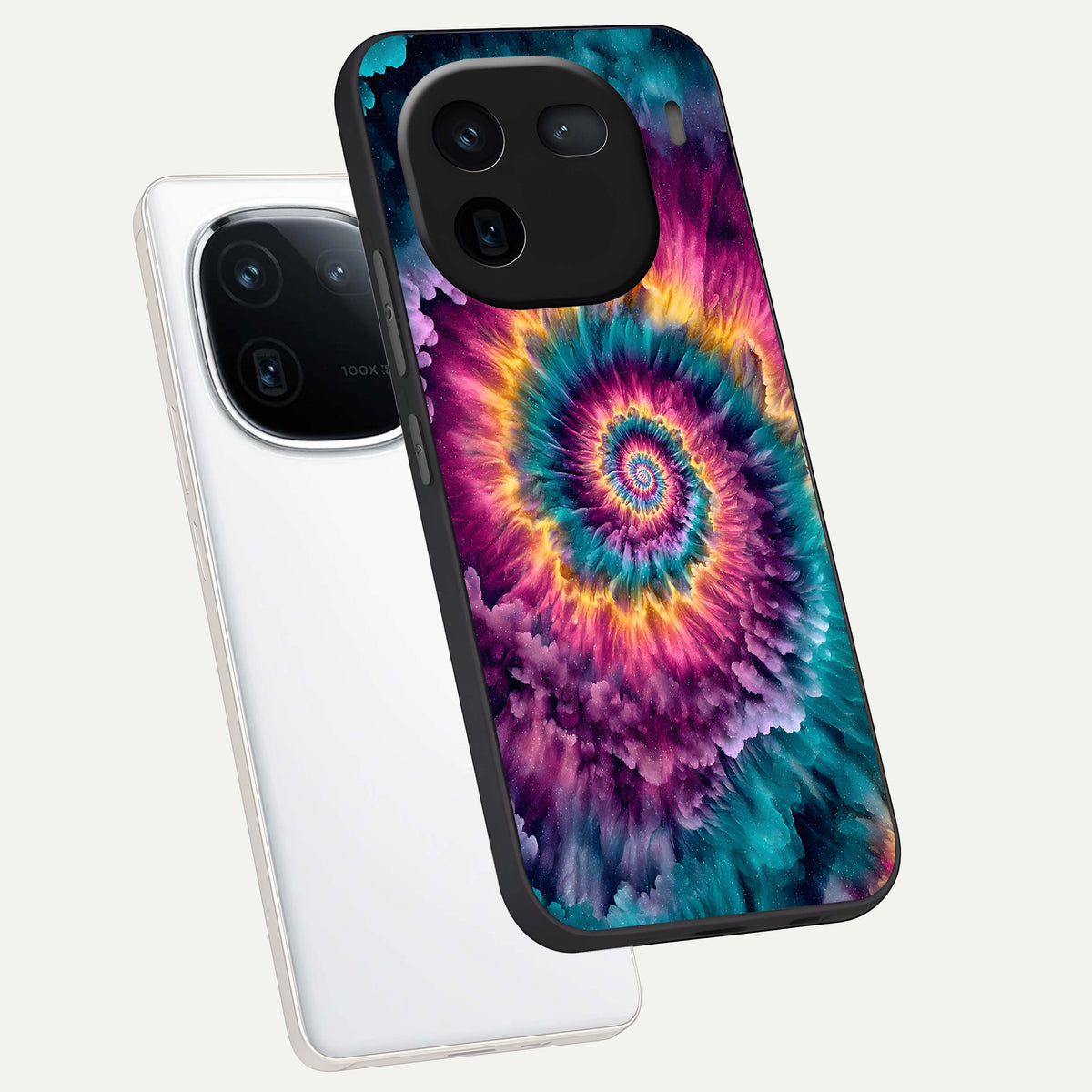  Galactic Spiral Burst phone case For iQOO 12 5G showing premium glass back cover with detailed artwork