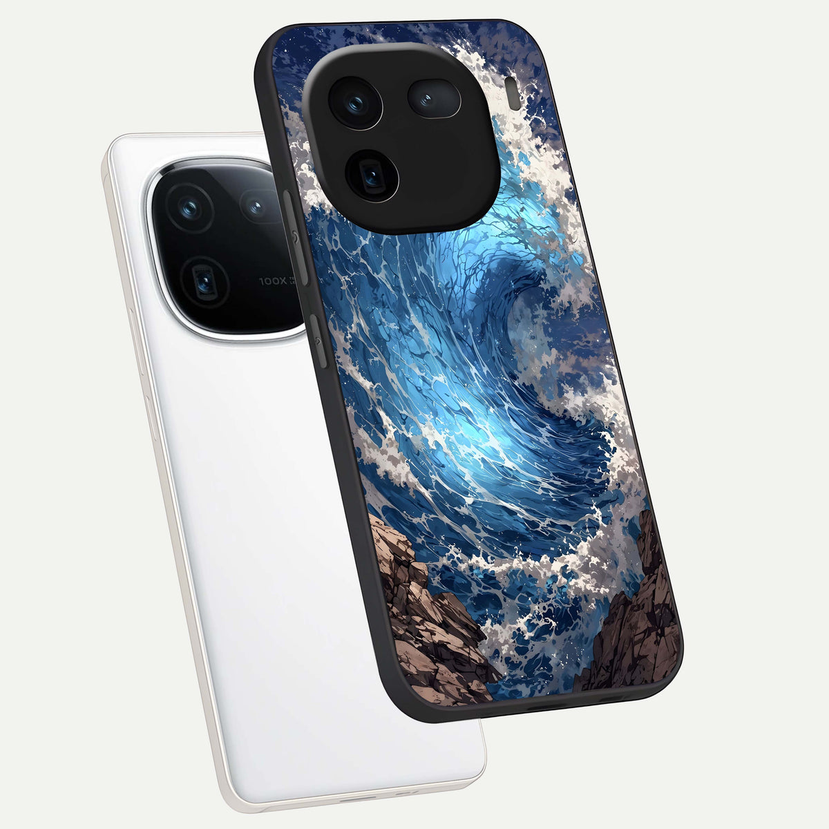  Giant Ocean Wave phone case For iQOO 12 5G showing premium glass back cover with detailed artwork