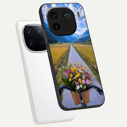  Golden Field Journey phone case For iQOO 12 5G showing premium glass back cover with detailed artwork