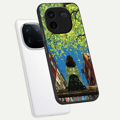  Golden Leaves Glow phone case For iQOO 12 5G showing premium glass back cover with detailed artwork