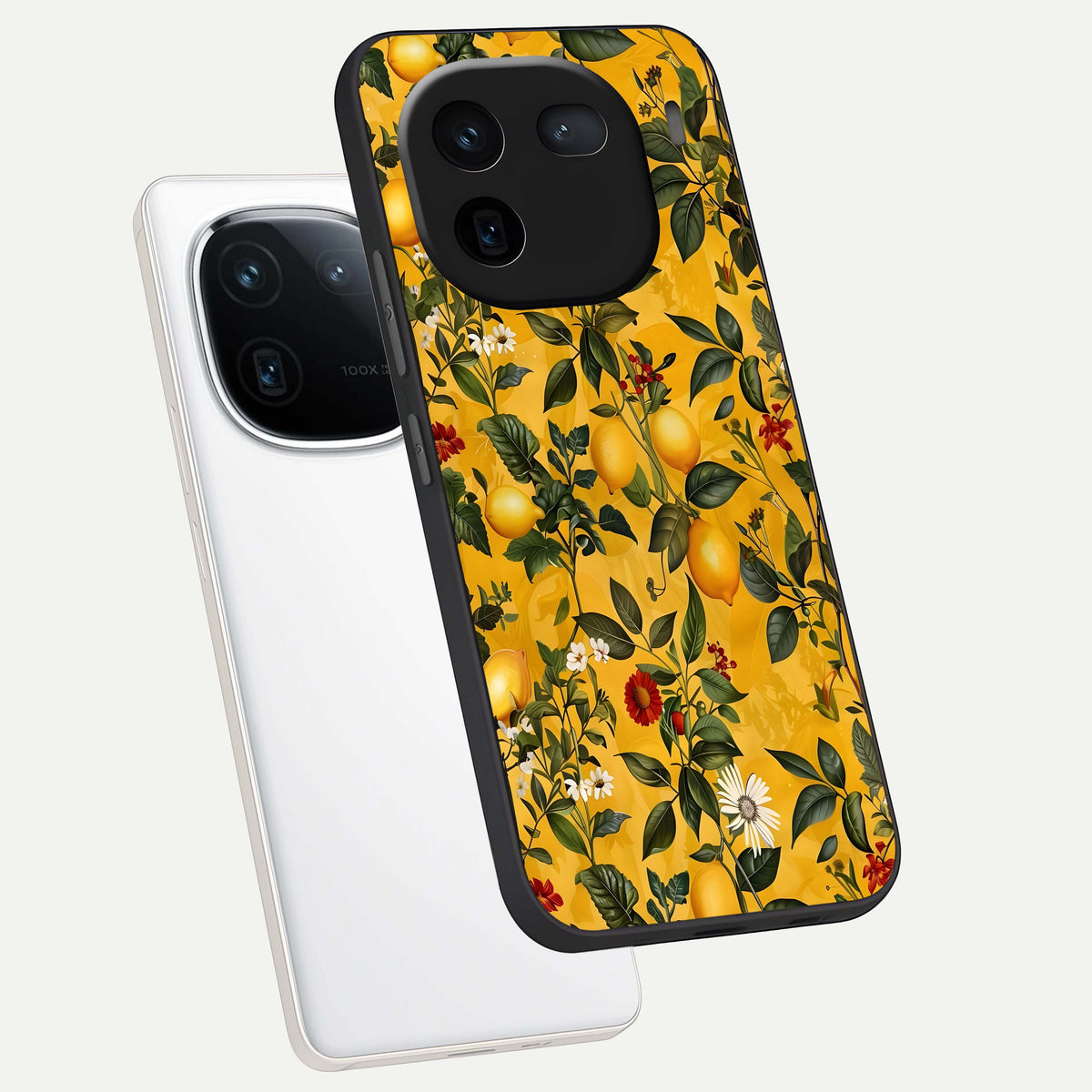  Golden Lemon Field phone case For iQOO 12 5G showing premium glass back cover with detailed artwork