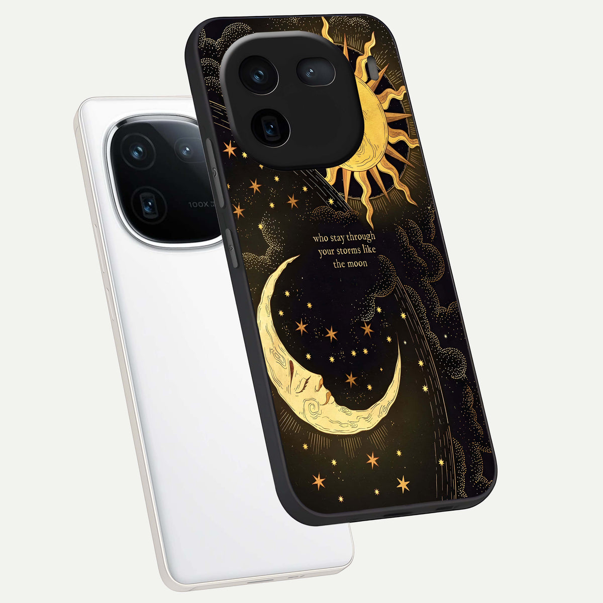  Golden Lunar Love phone case For iQOO 12 5G showing premium glass back cover with detailed artwork
