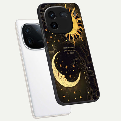  Golden Lunar Love phone case For iQOO 12 5G showing premium glass back cover with detailed artwork