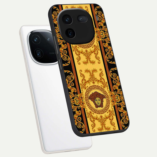  Golden Royal Heritage phone case For iQOO 12 5G showing premium glass back cover with detailed artwork