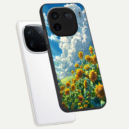  Golden Sun Glory phone case For iQOO 12 5G showing premium glass back cover with detailed artwork