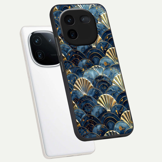  Golden Wave Luxe phone case For iQOO 12 5G showing premium glass back cover with detailed artwork