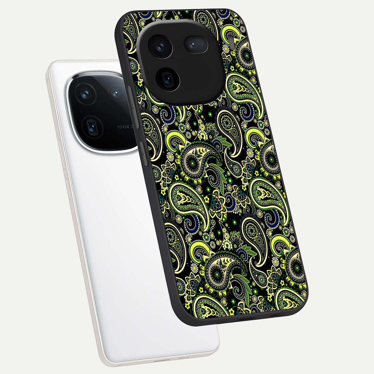  Green Lemon phone case For iQOO 12 5G showing premium glass back cover with detailed artwork