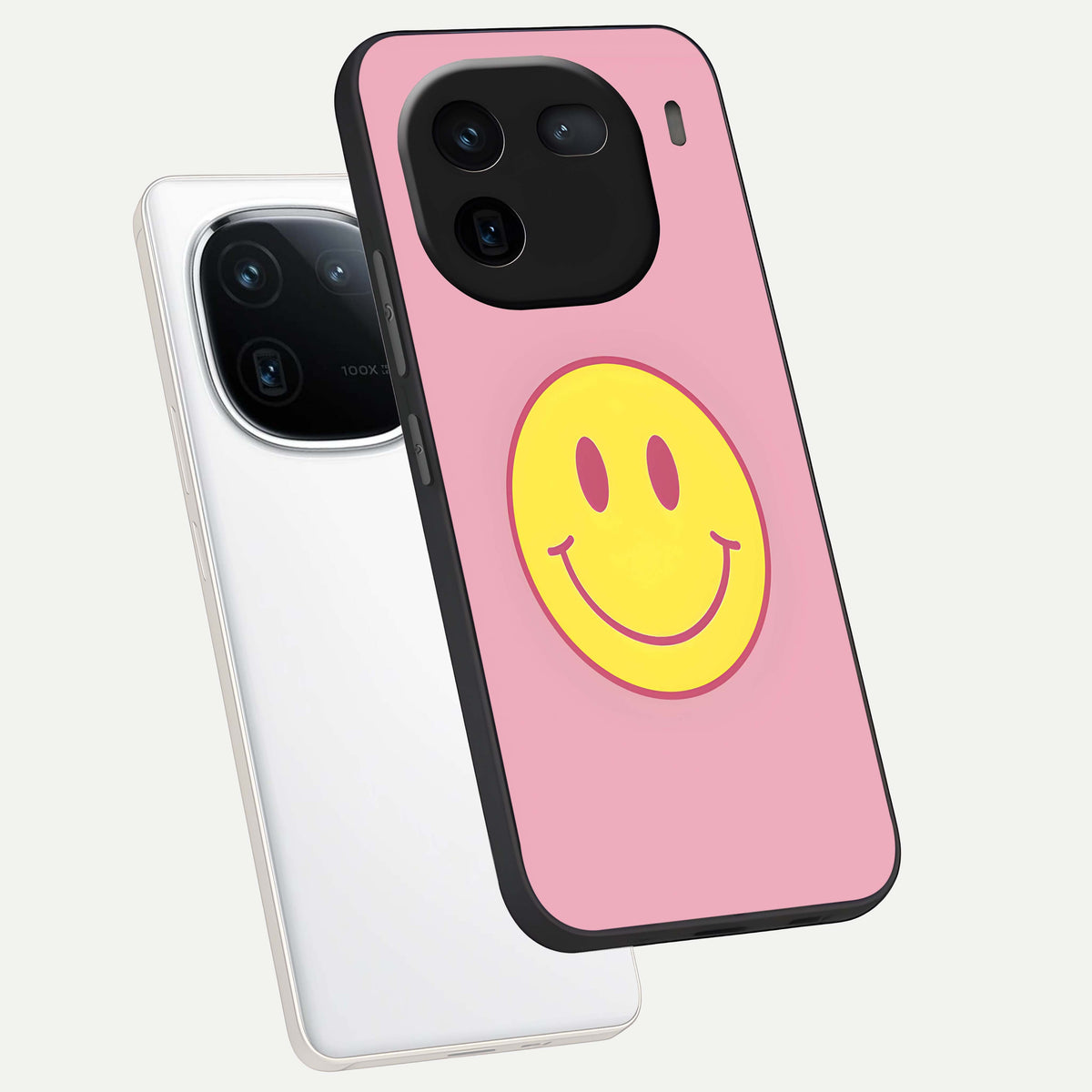  Happy Pink Mood phone case For iQOO 12 5G showing premium glass back cover with detailed artwork