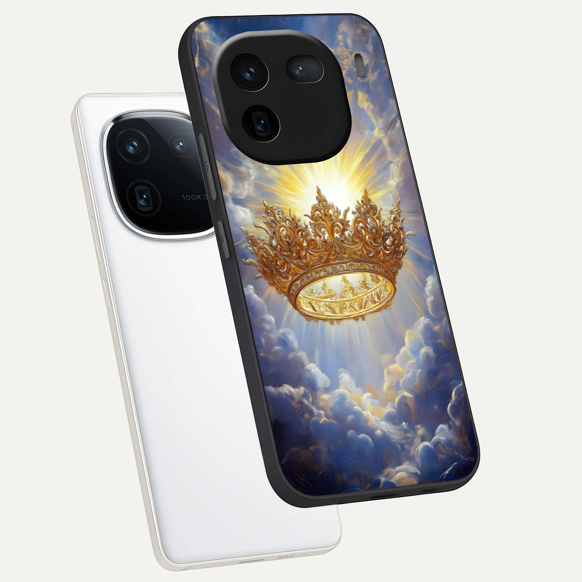  Heavenly Crown Light phone case For iQOO 12 5G showing premium glass back cover with detailed artwork