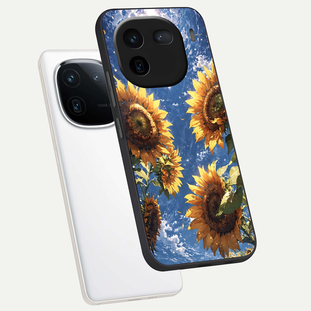  Heavenly Sunflower Rise phone case For iQOO 12 5G showing premium glass back cover with detailed artwork