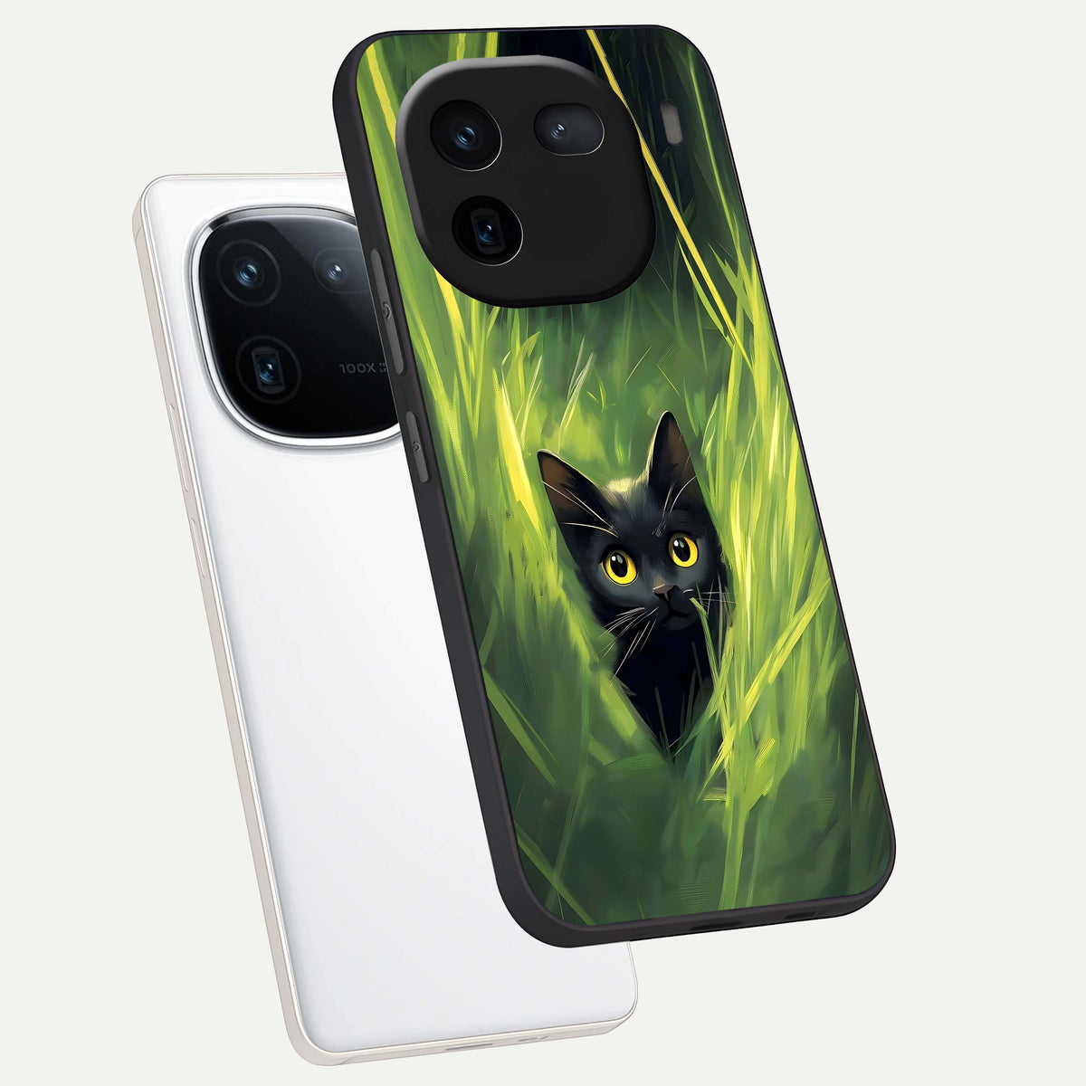  Hidden Cat Whisper phone case For iQOO 12 5G showing premium glass back cover with detailed artwork