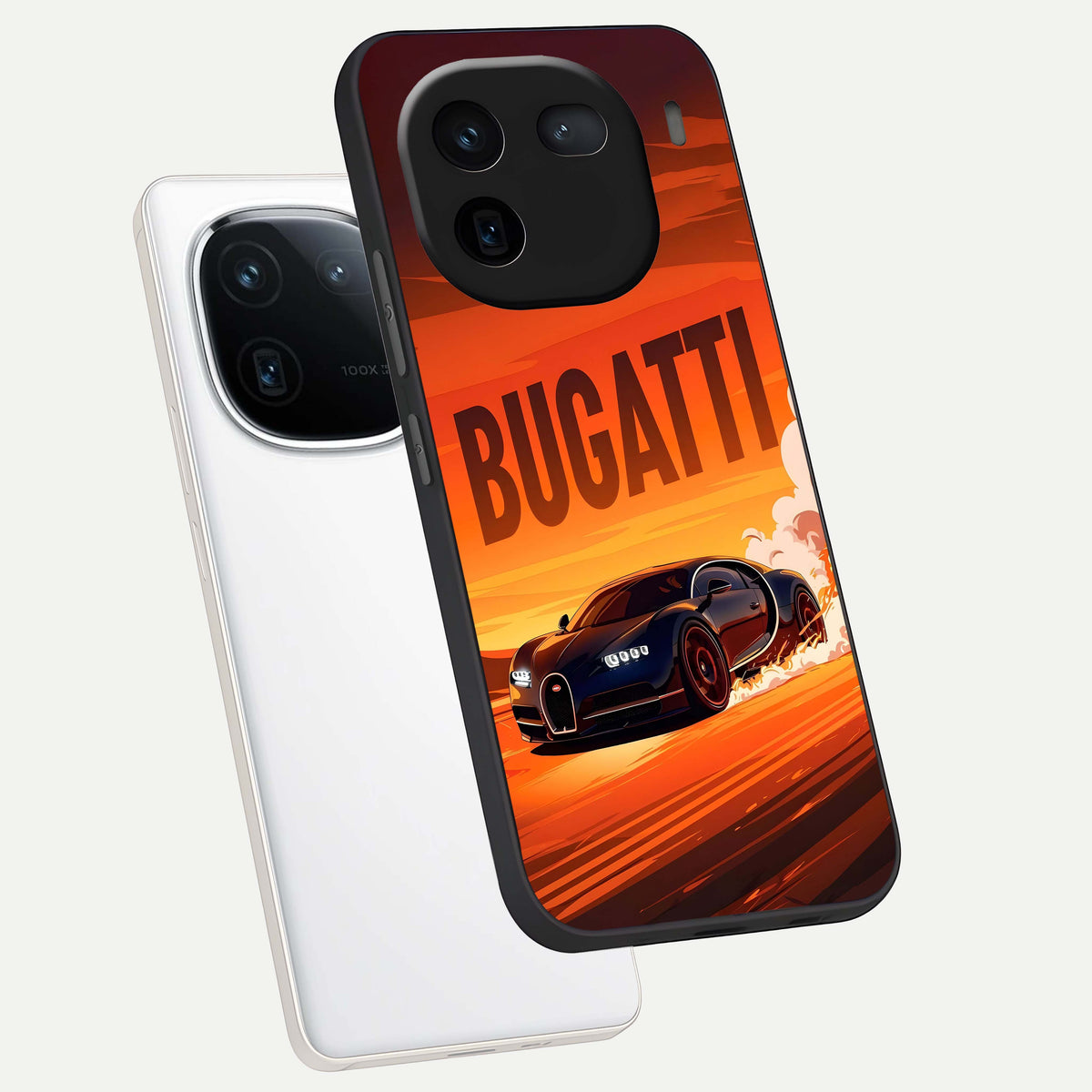  Inferno Bugatti Storm phone case For iQOO 12 5G showing premium glass back cover with detailed artwork