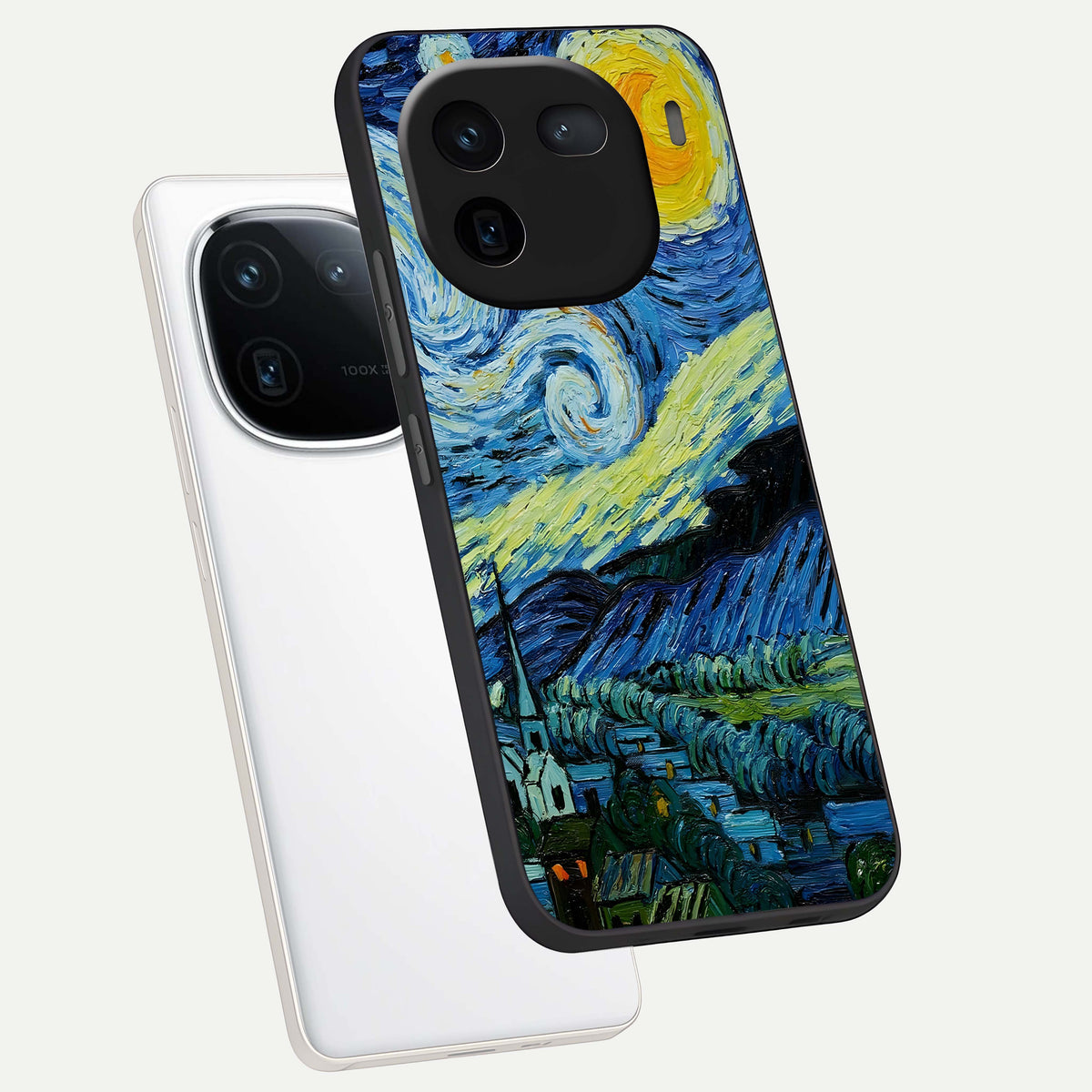  Inspired Van Gogh Art phone case For iQOO 12 5G showing premium glass back cover with detailed artwork