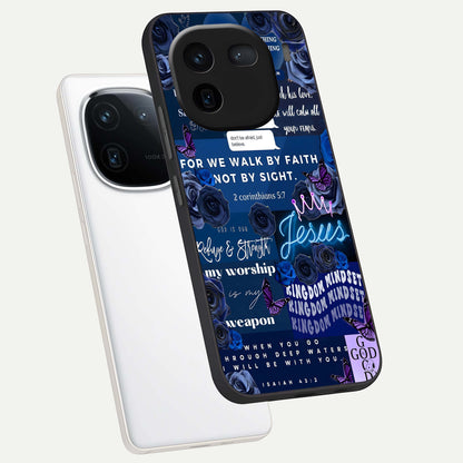  Kingdom Faith Glow phone case For iQOO 12 5G showing premium glass back cover with detailed artwork