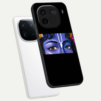  Krishna Eye phone case For iQOO 12 5G showing premium glass back cover with detailed artwork