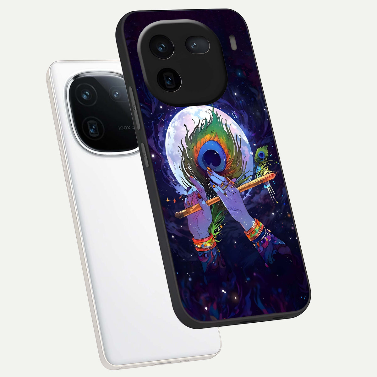  Krishna Hands Art phone case For iQOO 12 5G showing premium glass back cover with detailed artwork