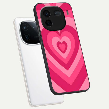  Layered Love Hearts phone case For iQOO 12 5G showing premium glass back cover with detailed artwork