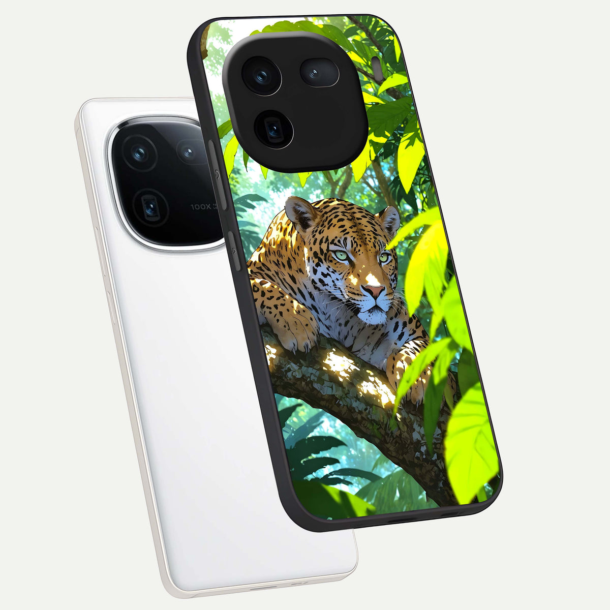  Leopard in Jungle phone case For iQOO 12 5G showing premium glass back cover with detailed artwork