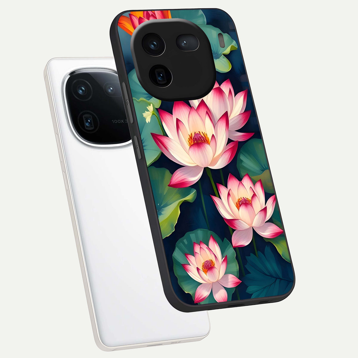  Lotus Dream Serenity phone case For iQOO 12 5G showing premium glass back cover with detailed artwork