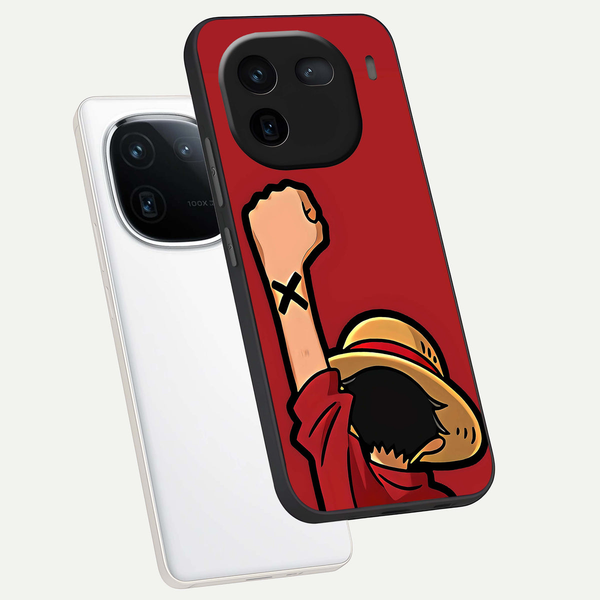  Luffy X Spirit phone case For iQOO 12 5G showing premium glass back cover with detailed artwork