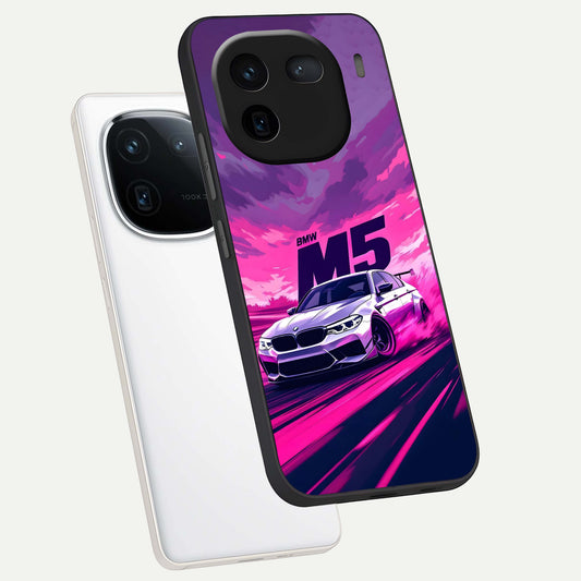  MS Neon Car phone case For iQOO 12 5G showing premium glass back cover with detailed artwork
