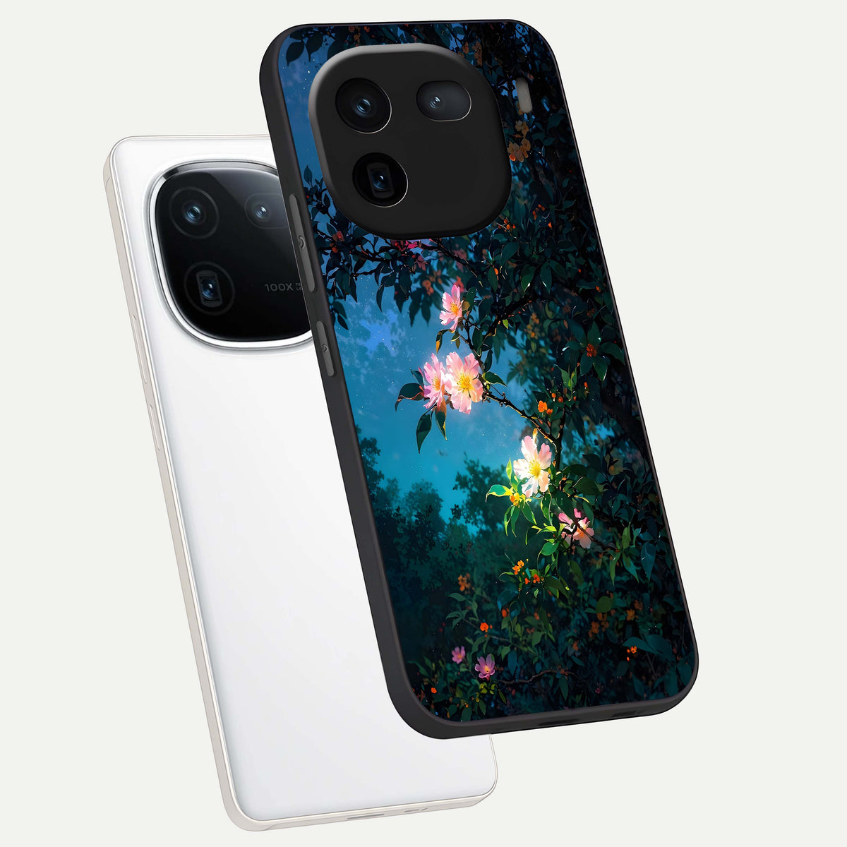  Midnight Bloom Glow phone case For iQOO 12 5G showing premium glass back cover with detailed artwork