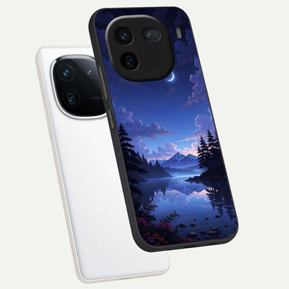  Midnight Lake Peace phone case For iQOO 12 5G showing premium glass back cover with detailed artwork