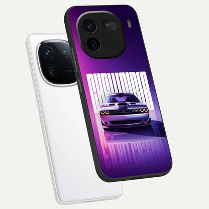  Midnight Muscle Ride phone case For iQOO 12 5G showing premium glass back cover with detailed artwork