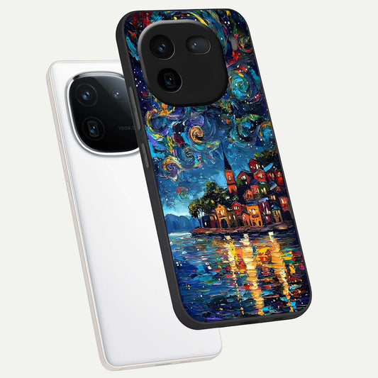  Moonlight Harbor Glow phone case For iQOO 12 5G showing premium glass back cover with detailed artwork