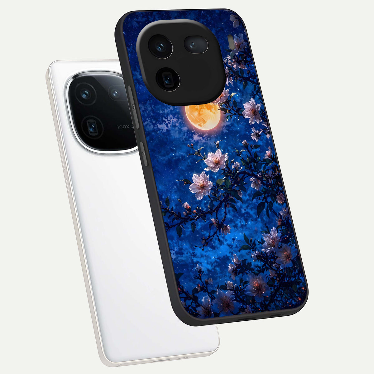  Moonlit Blossoms Night phone case For iQOO 12 5G showing premium glass back cover with detailed artwork