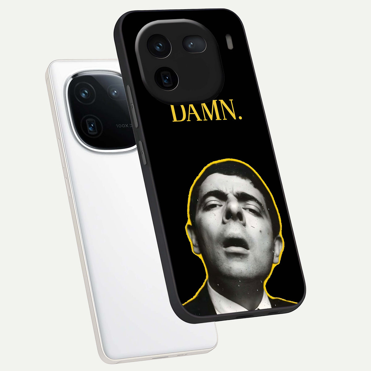  Mr Bean Damn phone case For iQOO 12 5G showing premium glass back cover with detailed artwork