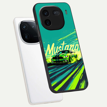  Mustang Bang phone case For iQOO 12 5G showing premium glass back cover with detailed artwork
