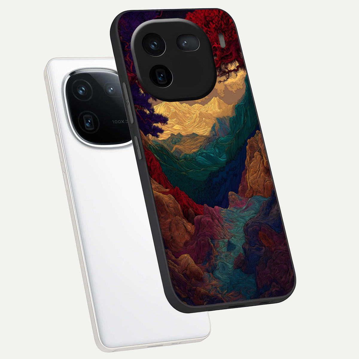 Mystic Valley Light phone case For iQOO 12 5G showing premium glass back cover with detailed artwork