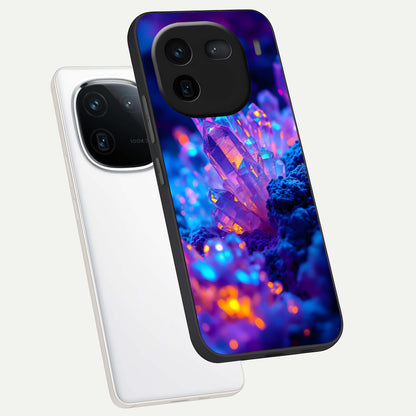  Neon Aura Shards phone case For iQOO 12 5G showing premium glass back cover with detailed artwork