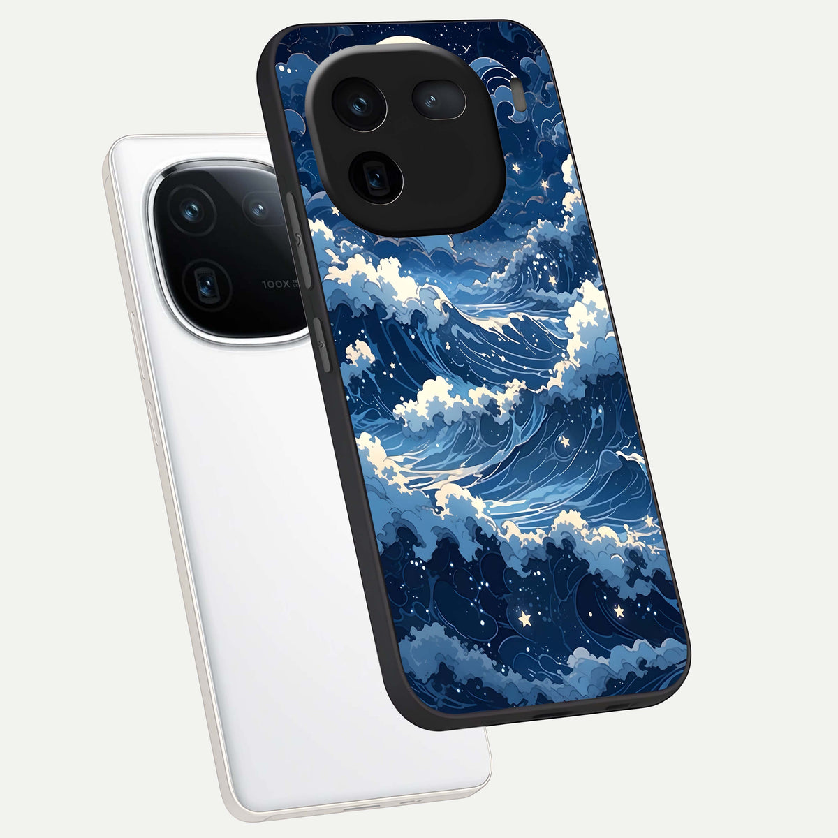  Ocean Moon Waves phone case For iQOO 12 5G showing premium glass back cover with detailed artwork