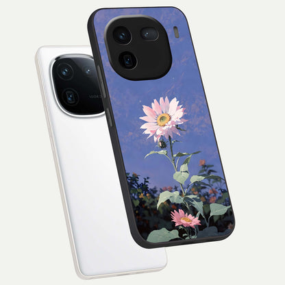  Pink Shells Outline phone case For iQOO 12 5G showing premium glass back cover with detailed artwork