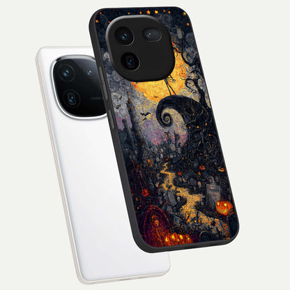  Pumpkin Moon Night phone case For iQOO 12 5G showing premium glass back cover with detailed artwork