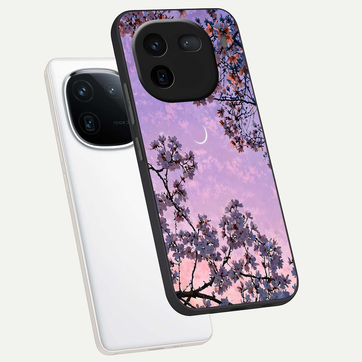  Purple Serenity Moon phone case For iQOO 12 5G showing premium glass back cover with detailed artwork