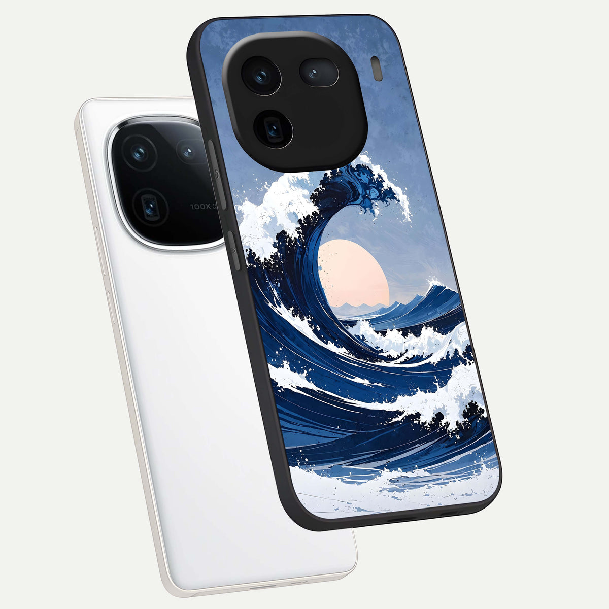  Rising Tide Power phone case For iQOO 12 5G showing premium glass back cover with detailed artwork