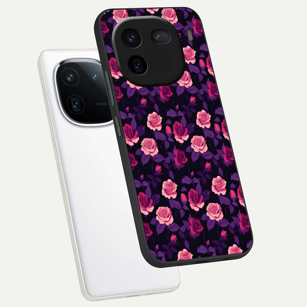  Rose Garden Twilight phone case For iQOO 12 5G showing premium glass back cover with detailed artwork
