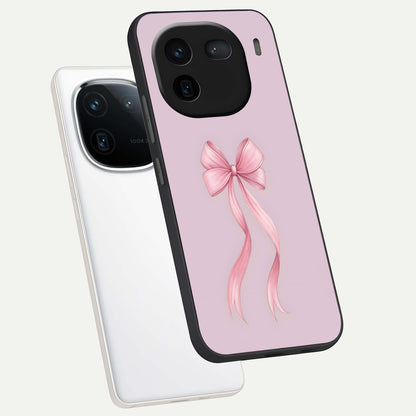  Soft Blush Bow phone case For iQOO 12 5G showing premium glass back cover with detailed artwork
