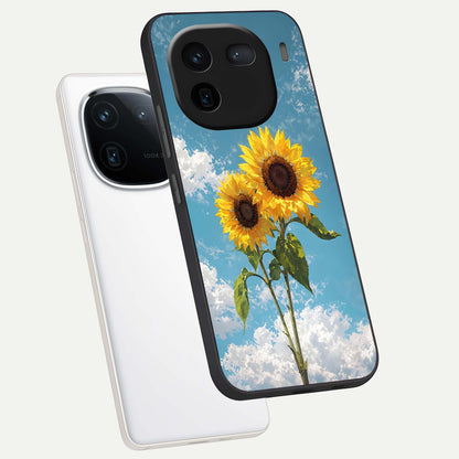  Sunlit Daisy Glow phone case For iQOO 12 5G showing premium glass back cover with detailed artwork