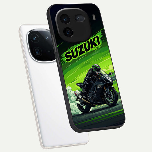  Suzuki Speed Beast phone case For iQOO 12 5G showing premium glass back cover with detailed artwork