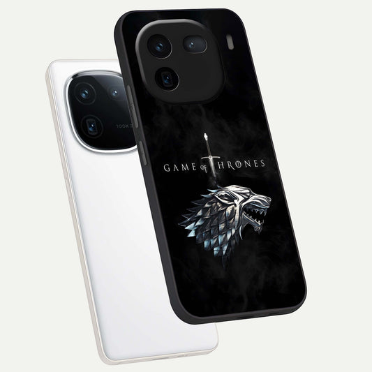  Throne Wolf Legacy phone case For iQOO 12 5G showing premium glass back cover with detailed artwork