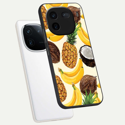  Tropical Fruit Mood phone case For iQOO 12 5G showing premium glass back cover with detailed artwork